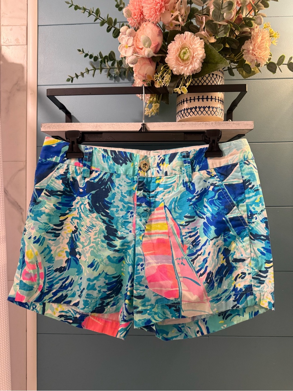 Lilly Pulitzer Callahan Shorts Hey Bay Bay  Size 2 Sailboat Nautical Coastal